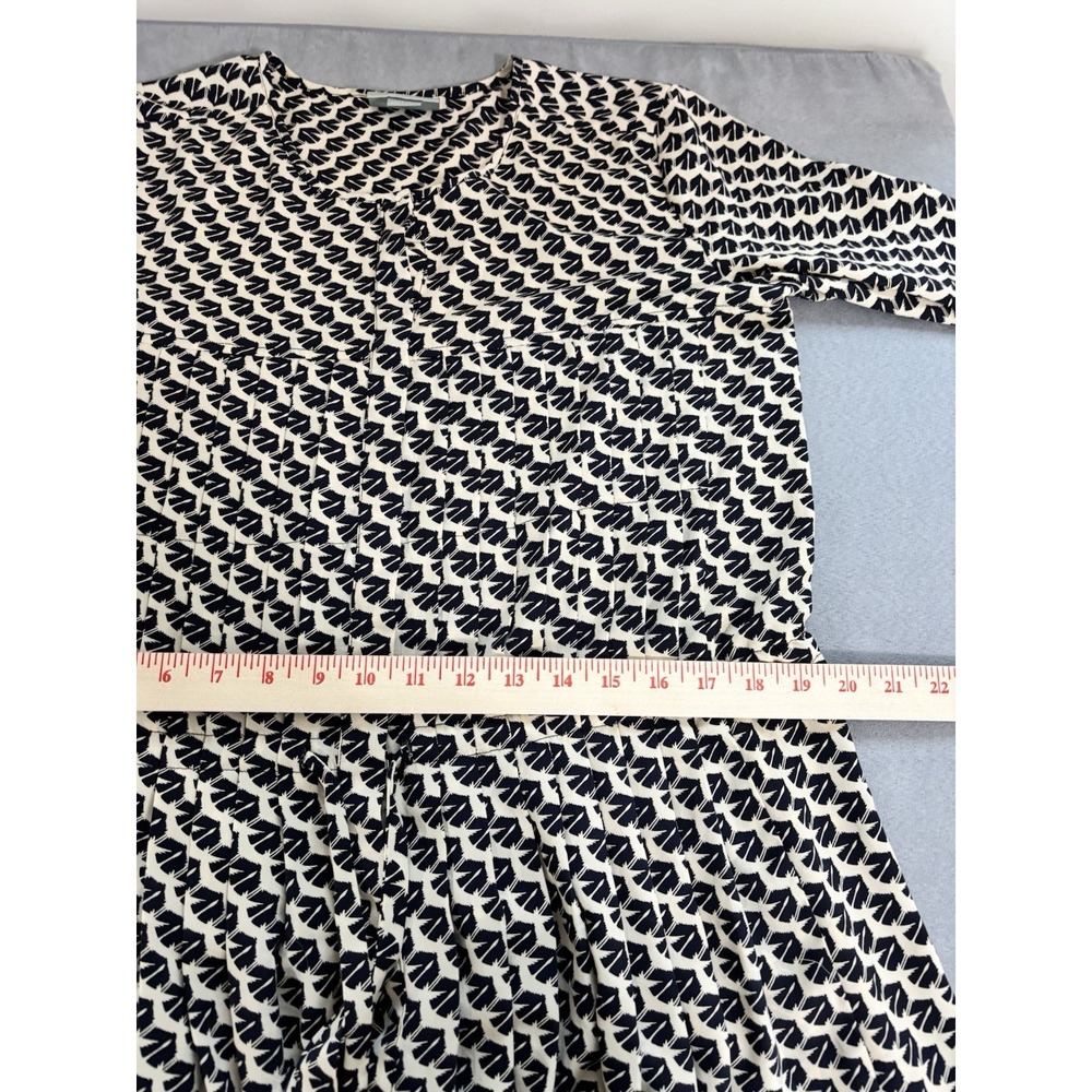 Maeve Anthropologie Selva Button Front Dropwaist‎ Bird Print Tunic Top L Peplum - Picture 6 of 14
